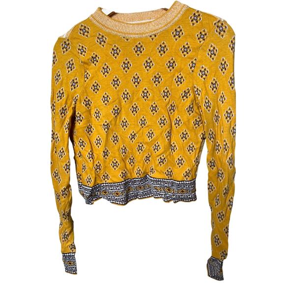 Free People Women Double Yellow Print Long Sleeve Size XS - Picture 1 of 5